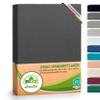 leevitex Luxury Elastane Jersey Fitted Sheet | 200x220–220x240 cm | Multistretch | 250 g/m² | 92% Mako Cotton, 8% Elastane | 40 cm Pocket Depth | Anthracite view 1