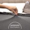 leevitex Luxury Elastane Jersey Fitted Sheet | 200x220–220x240 cm | Multistretch | 250 g/m² | 92% Mako Cotton, 8% Elastane | 40 cm Pocket Depth | Anthracite view 4