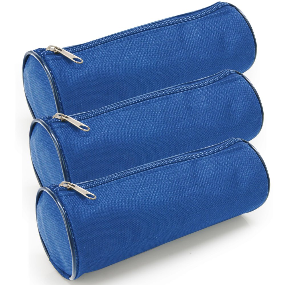 Waytex Set of 3 Round Pencil Cases, Blue, 21 cm