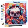 Figured'Art Mini Paint by Numbers for Adults, 20 x 20 cm, Framed – Fantasy Koala and Flowers view 1