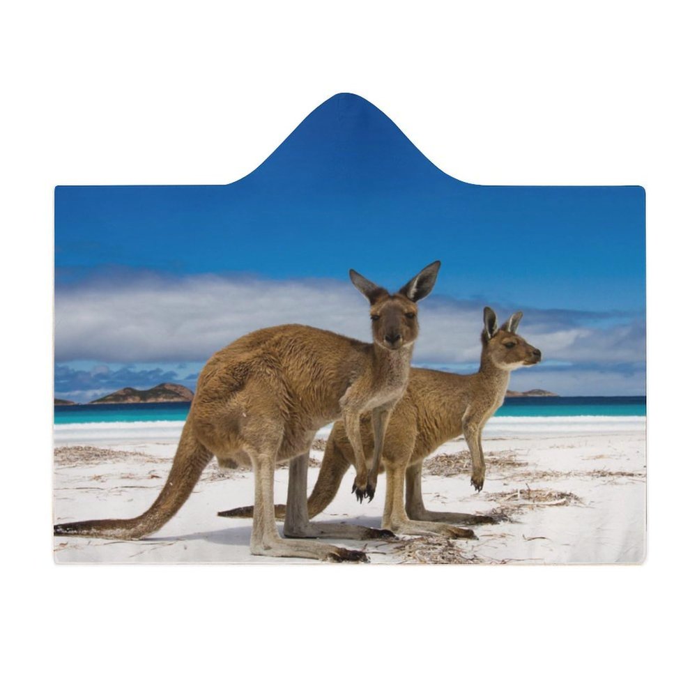 zhimahou 59 x 51 in Hooded Blanket, Esperence Lucky Bay Beach Kangaroo Western Australia Print