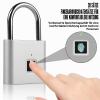 Silver Fingerprint Padlock, Weatherproof, USB-Rechargeable view 3