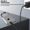 Silver Fingerprint Padlock, Weatherproof, USB-Rechargeable view 4