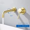 Brushed Brass Wall-Mounted Basin Faucet, 360° Swivel view 4