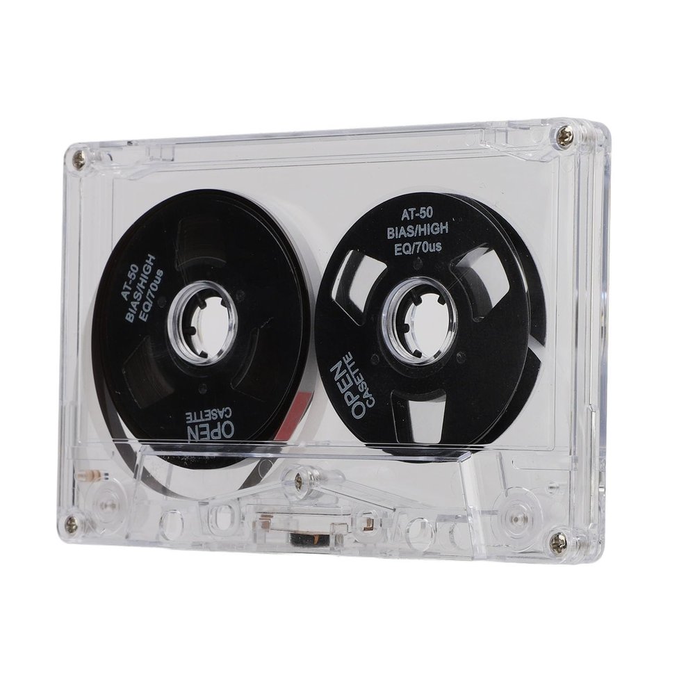 Vikye Blank Cassette Tape, 50-Minute Recording Time, Double-Sided, Normal Bias, with Transparent Case