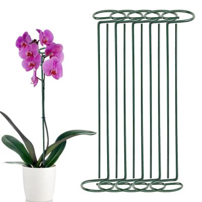 WOOPSOO 10-Pack 40.6 cm Metal Plant Support Stakes with Rings