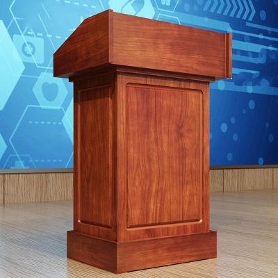 MZQMK Teak Wooden Podium with Storage and Casters
