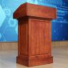 MZQMK Teak Wooden Podium with Storage and Casters view 1