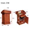 MZQMK Teak Wooden Podium with Storage and Casters view 2