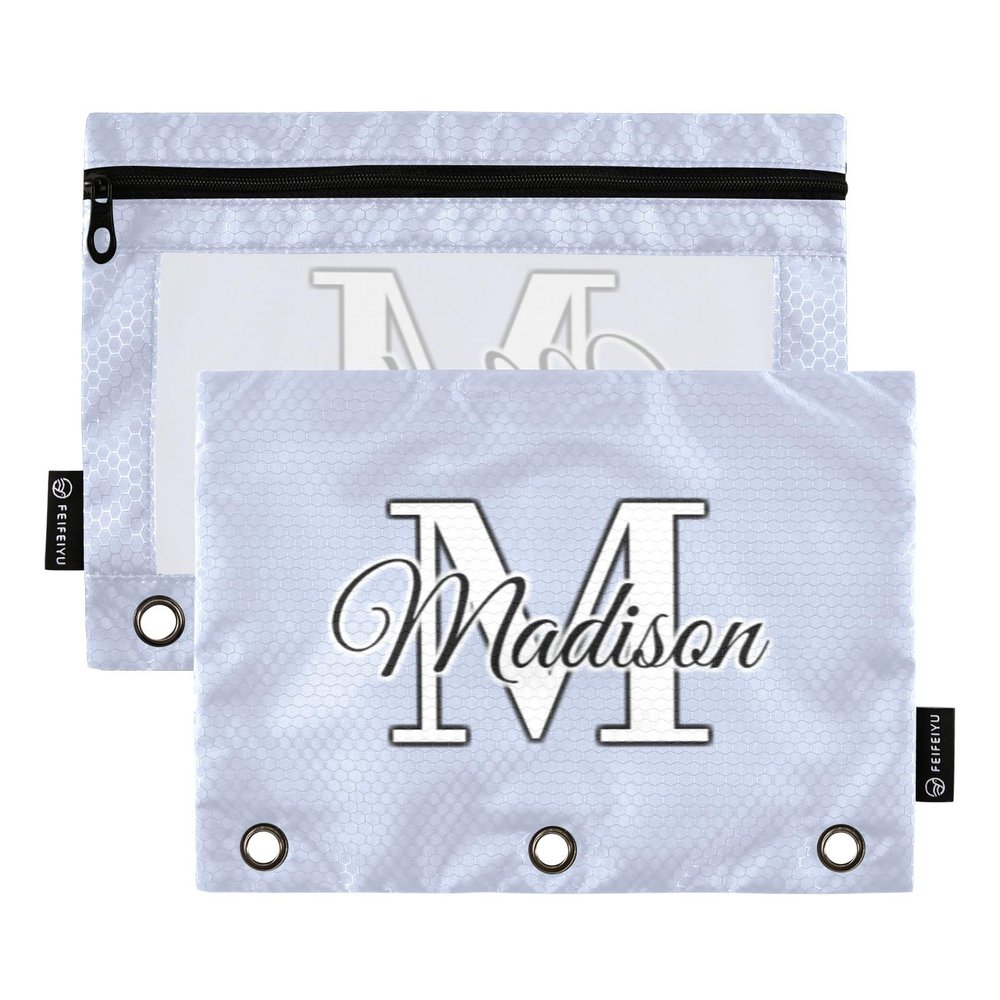 CHIFIGNO 3-Ring Binder Pencil Pouches, Personalized with Name, 2-Pack