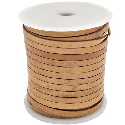 esnado Flat Leather Cord | Width 4 mm, Thickness 1 mm | Length: 10 Meters | Color: Natural Brown | Genuine Leather – Vegetable-Tanned | For Crafts | Jewelry Making