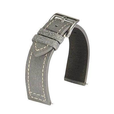 BOLEXA Vintage Matte Genuine Leather Watch Band, Quick Release, Gray, 20 mm
