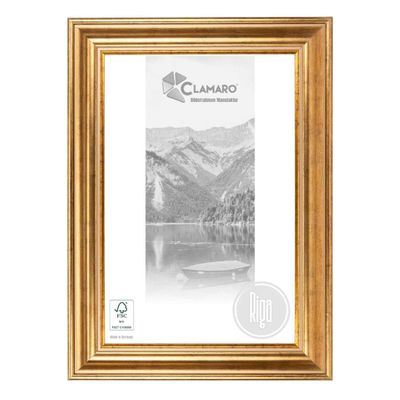CLAMARO Riga Antique Baroque Picture Frame, Solid Wood, Gold, 45 x 70 cm