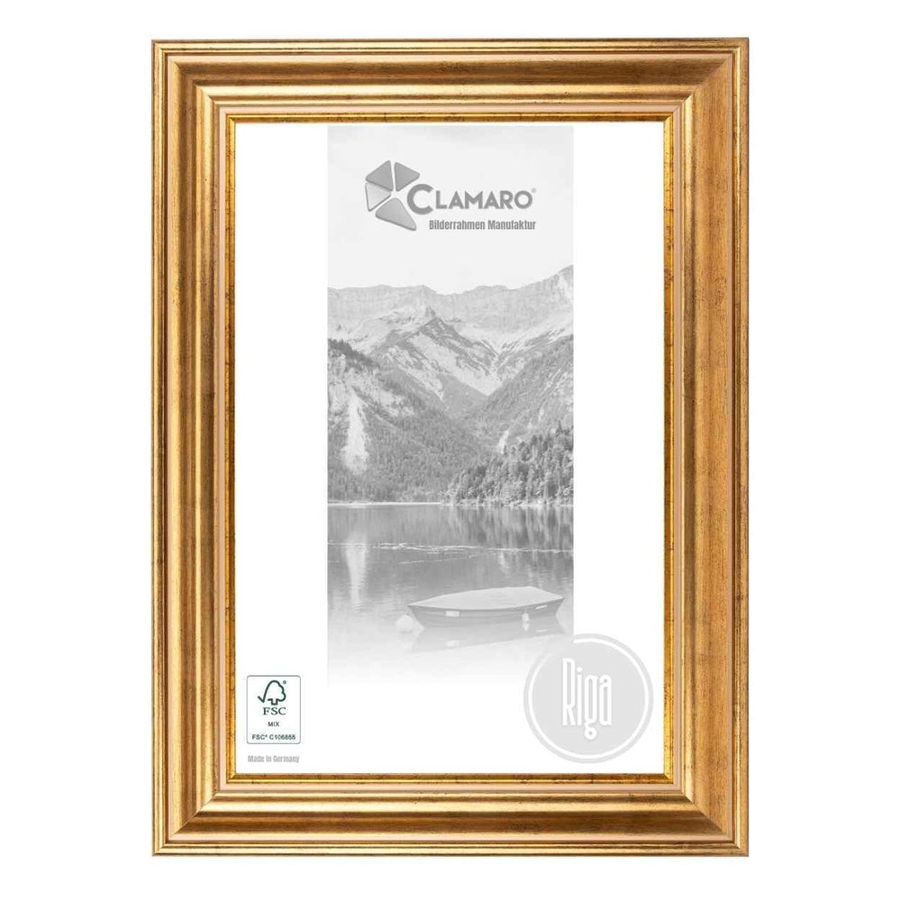 CLAMARO Riga Antique Baroque Picture Frame, Solid Wood, Gold, 45 x 70 cm
