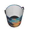 Foldable Laundry Basket with Tropical Sunset Design, Waterproof view 3