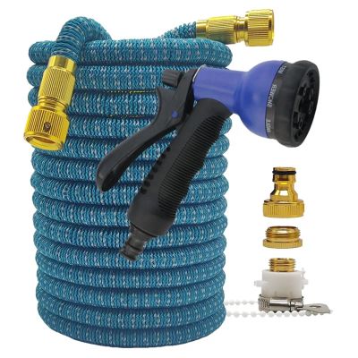 Expandable High-Pressure Garden Hose 2.5–30 for Car Washing and Outdoor Irrigation, with Nozzle, 5.25 ft