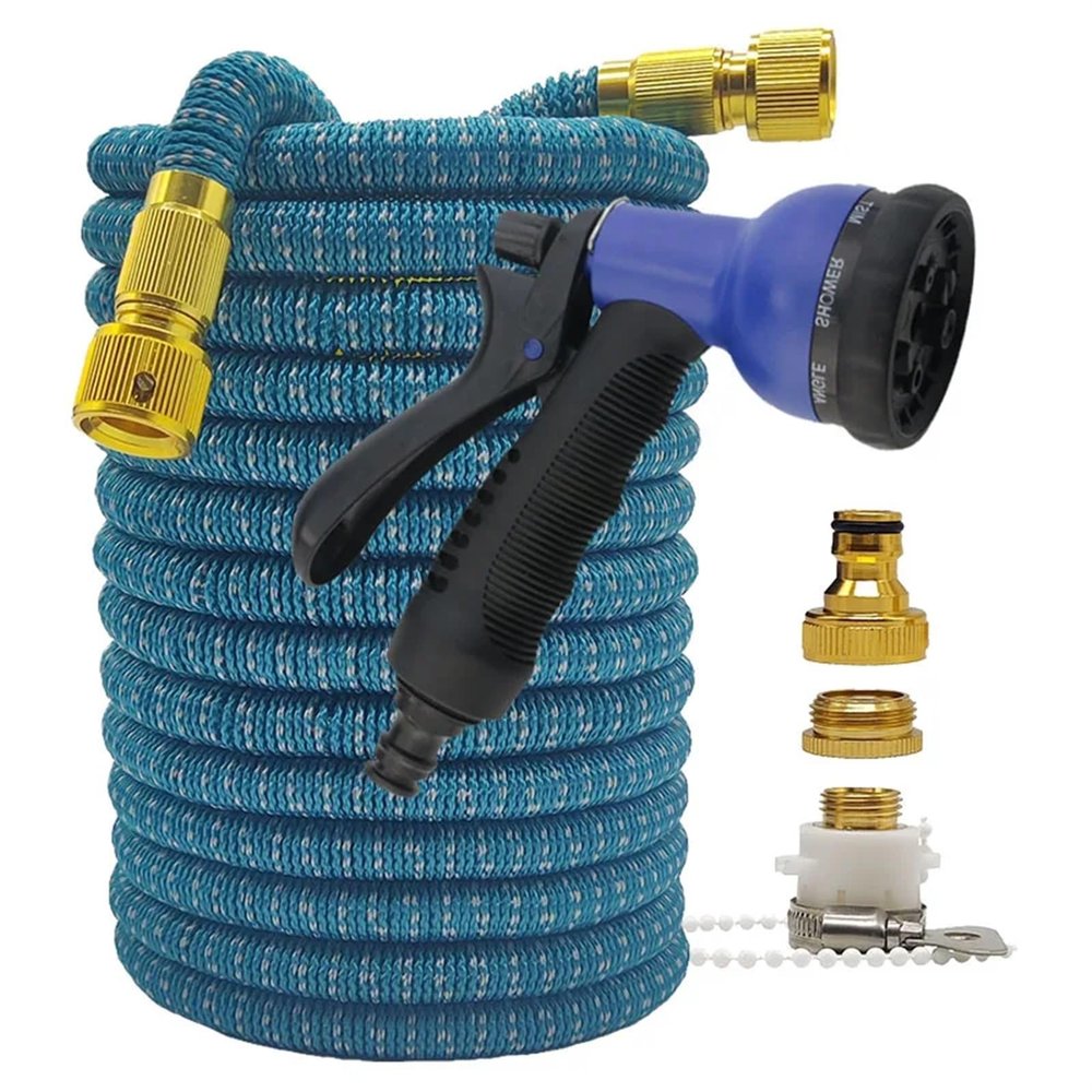 Expandable High-Pressure Garden Hose 2.5–30 for Car Washing and Outdoor Irrigation, with Nozzle, 5.25 ft