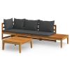 LAPOOH 3-Piece Garden Lounge Set with Dark Gray Cushions, Solid Acacia Wood view 2