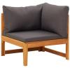 LAPOOH 3-Piece Garden Lounge Set with Dark Gray Cushions, Solid Acacia Wood view 3