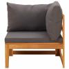 LAPOOH 3-Piece Garden Lounge Set with Dark Gray Cushions, Solid Acacia Wood view 4