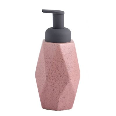 Hand Soap Dispenser, Refillable Ceramic Liquid Dispenser (Pink)