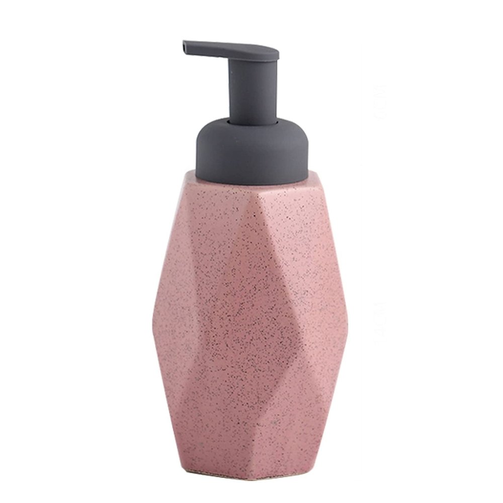 Hand Soap Dispenser, Refillable Ceramic Liquid Dispenser (Pink)