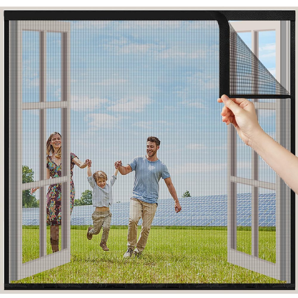 ZHZFSH Self-Adhesive Insect Screen for Windows, Black, 110 x 105 cm