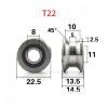 JASMKLX 5-Piece CNC TU22 8 mm V/U-Groove Pulley Bearing, T22, 8 × 22.5 × 14.5 × 13.5 mm view 2