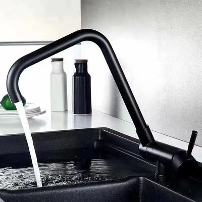 ZYCDP Fold-Down Kitchen Faucet, 360° Swivel Stainless Steel Window Faucet, Black