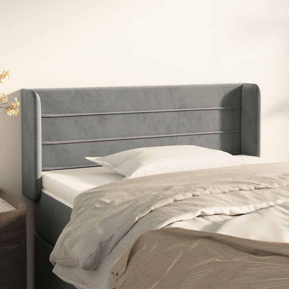 ZEYUAN Wingback Headboard Light Gray 103 x 16 x 78/88 cm Velvet
