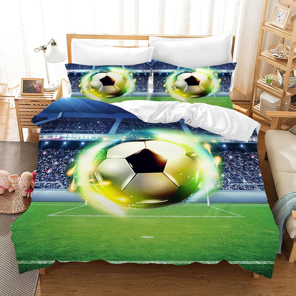 Gegeryozer Football Duvet Cover Set, 200 x 200 cm, Kids, 3D Football Pattern (F03)