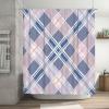 Mexpekil Waterproof Pink and Gray Plaid Shower Curtain, 72 x 72 in, with 12 Plastic Hooks view 1