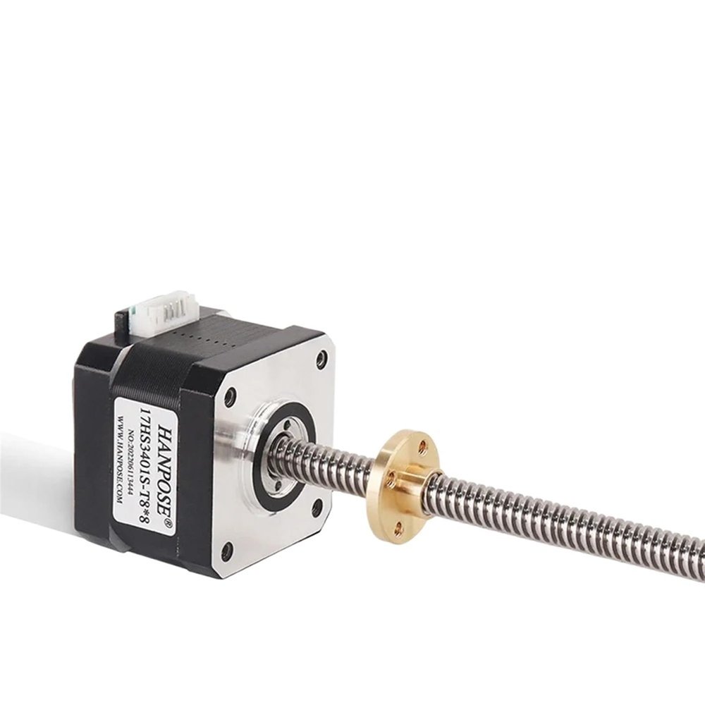 17HS3401S-T8*8 300 mm Threaded-Rod Linear Stepper Motor NEMA 17, 1.3 A, 28 N·cm Z Motor, Trapezoidal Lead Screw for 3D Printers (17HS3401S-T8-450MM, Lead 2 mm)