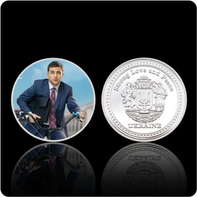REZAJDUIE Zelenskyy Commemorative Coin, Silver-Plated Coin, Collectible, Freedom Fighter, Souvenir Coin, Festival Gift