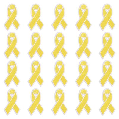 WANDIC 20-Piece Yellow Ribbon Iron-On Patches for Bone Cancer Awareness