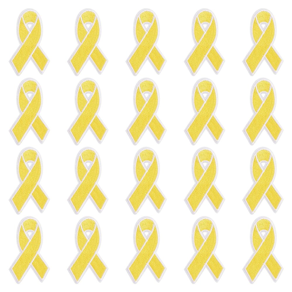 WANDIC 20-Piece Yellow Ribbon Iron-On Patches for Bone Cancer Awareness