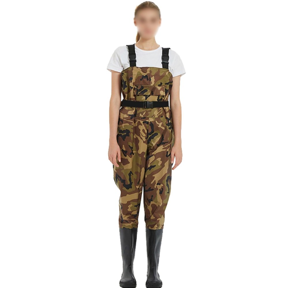 XZLZMYP Men's and Women's Chest Waders with Boots, Chest Pocket, Adjustable Straps, Nylon, Waterproof, Slip-Resistant, C, 45