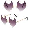 Women's Festival Sunglasses, Rimless Heart-Shaped Irregular Party Accessories view 2