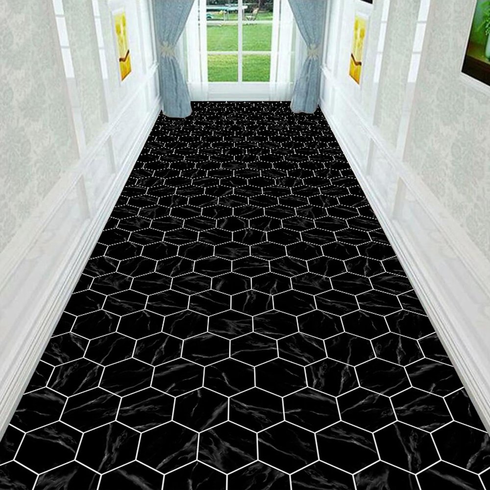 ANram Modern Runner Rug, Non-Slip, 1.4 x 1 m