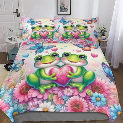 PAZZK Frog 3D Bedding Set, Double, 200 x 200 cm