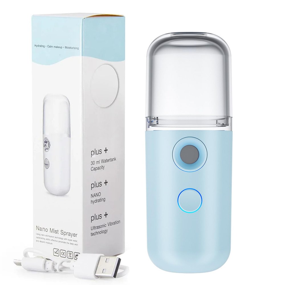 Easy Care Sunshine 15s Heat-Up Mini Travel Garment Steamer, Rechargeable Portable Clothes Steamer, Blue