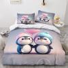 PAZZK Penguin 3-Piece Microfiber Duvet Cover Set, King 220 x 240 cm view 3