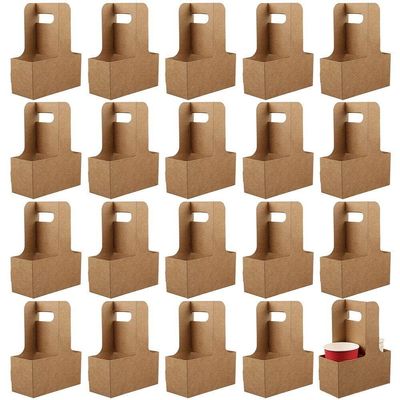 20-Pack Kraft Paper Takeout Cup Holders, Holds 2 Cups