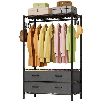 KZOBYD Garment Rack with Fabric Drawers, 90 × 40 × 180 cm (Black)