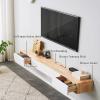 Living Room TV Stand, Solid Wood, Wall-Mounted, Gray, 220 × 20 × 24 cm view 4