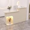YVYKFZD Reception Desk with Counter and Lockable Drawers, Almond, 47.2 x 19.6 x 41.3 in view 1