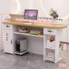 YVYKFZD Reception Desk with Counter and Lockable Drawers, Almond, 47.2 x 19.6 x 41.3 in view 2