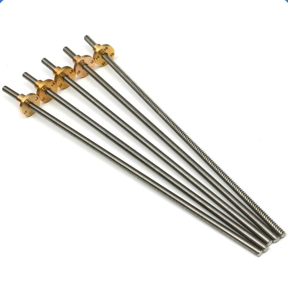 T6 Stainless Steel Trapezoidal Lead Screw with Copper Nut, 6 mm, 1/2 mm Pitch
