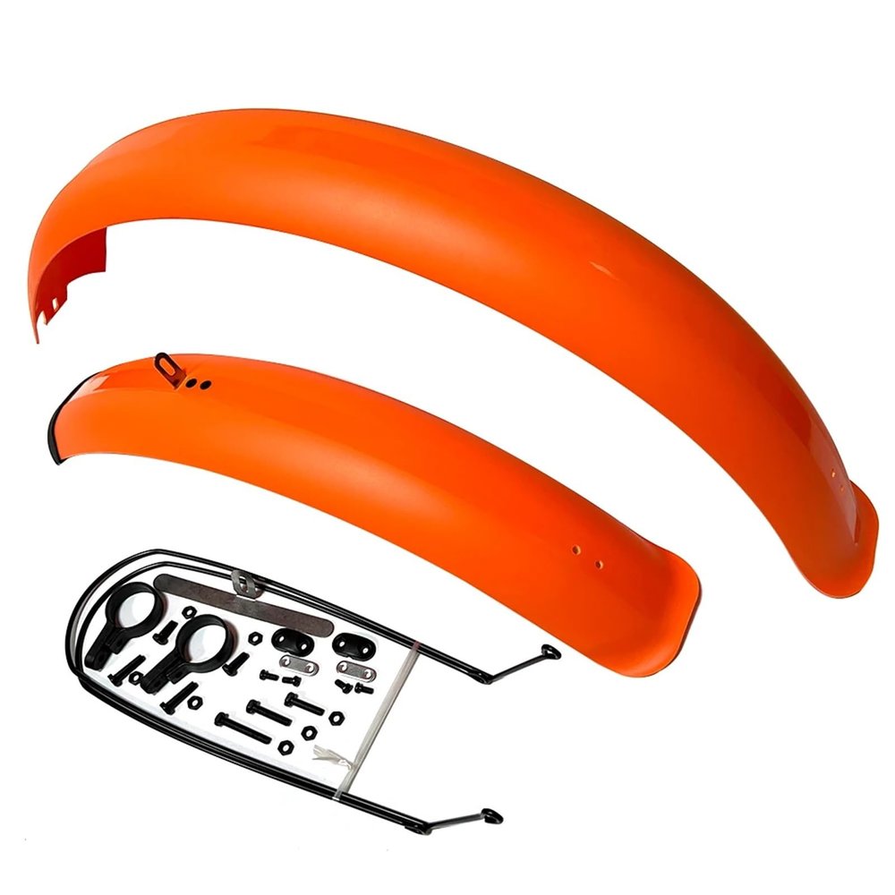 MZPOZB Bike Fender Set, 26 x 4.0 in, Wide Front and Rear Fenders for Fat-Tire Off-Road Bikes, Full Coverage, Plastic Splash Guards, 1 Set, Orange