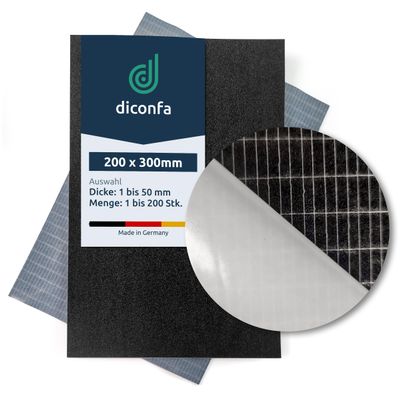 diconfa Self-Adhesive EPDM Cellular Rubber Foam, Approx. A4, 1–50 mm, 1–200 pcs – 200 × 300 × 8 mm, 6 pcs